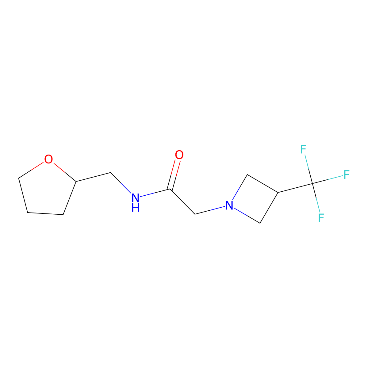 N-[(oxolan-2-yl)methyl]-2-[3-(trifluoromethyl)azetidin-1-yl]acetamide molecular structure, CAS 3054632-92-4