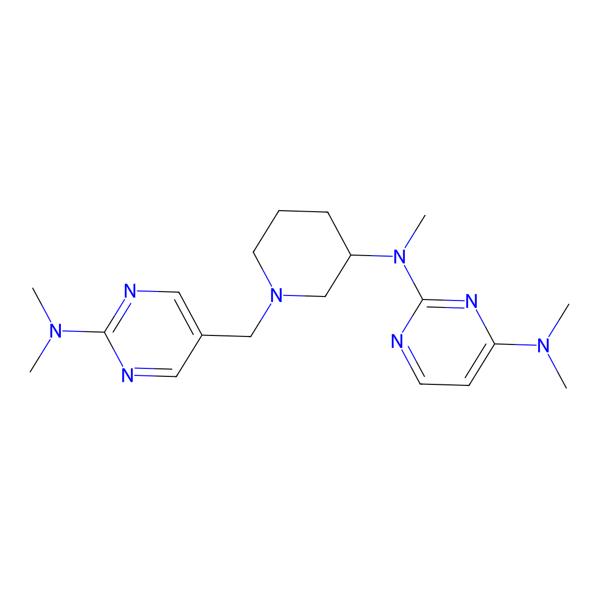 N2-(1-{[2-(dimethylamino)pyrimidin-5-yl]methyl}piperidin-3-yl)-N2,N4,N4-trimethylpyrimidine-2,4-diamine molecular structure, CAS 3054632-97-9