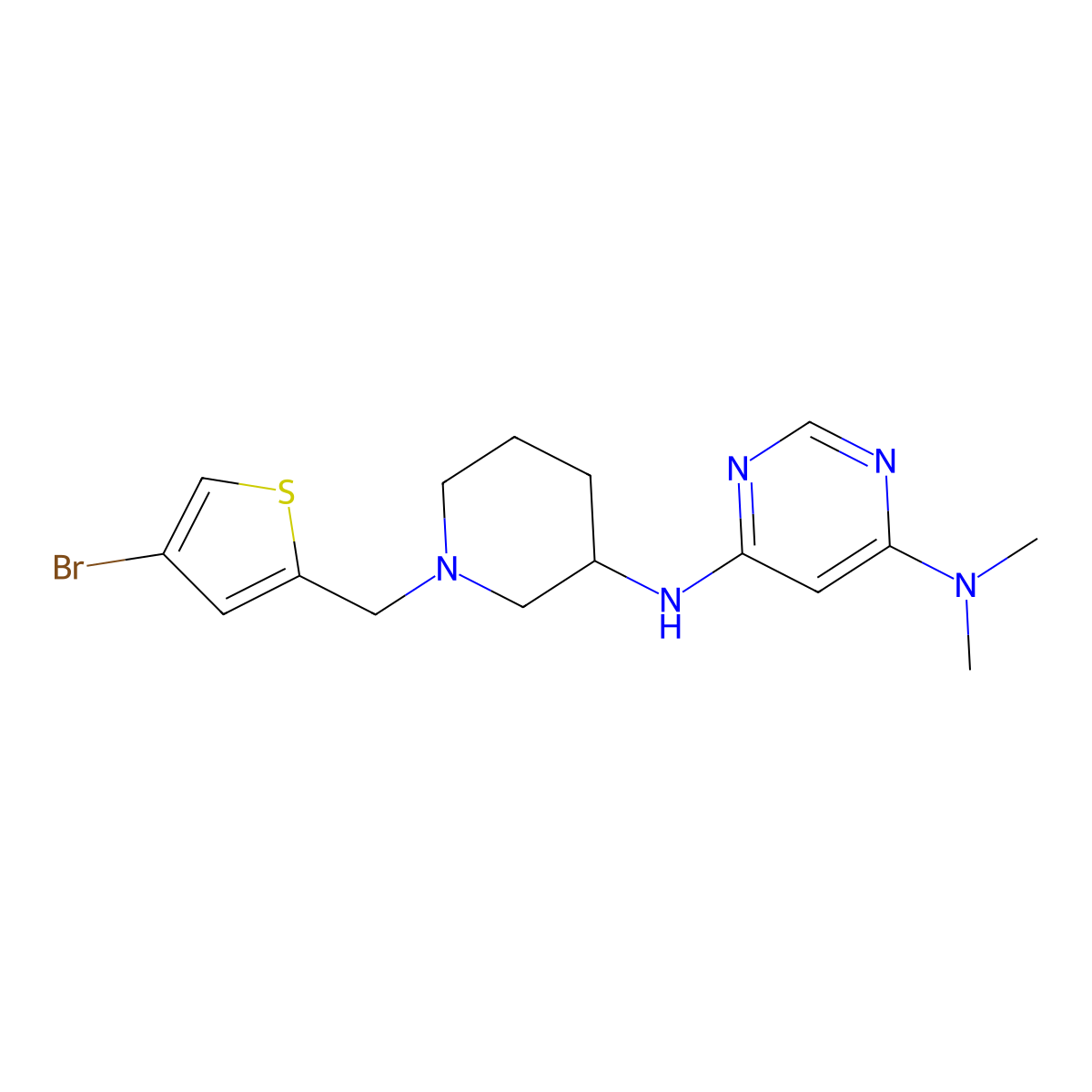 N6-{1-[(4-bromothiophen-2-yl)methyl]piperidin-3-yl}-N4,N4-dimethylpyrimidine-4,6-diamine molecular structure, CAS 3054633-03-0