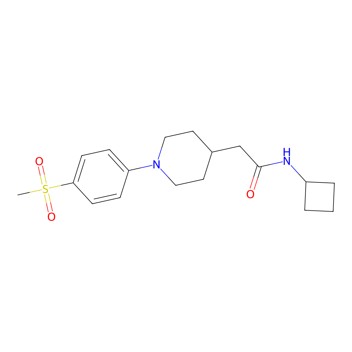 N-cyclobutyl-2-[1-(4-methanesulfonylphenyl)piperidin-4-yl]acetamide molecular structure, CAS 3054633-07-4