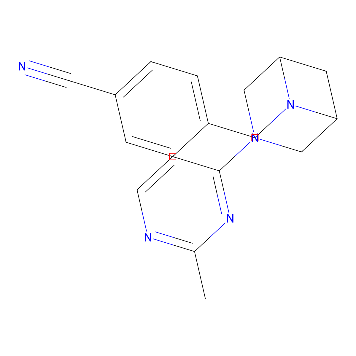 4-{[3-(2-Methylpyrimidin-4-yl)-3,6-diazabicyclo[3.1.1]heptan-6-yl]methyl}benzonitrile molecular structure, CAS 3054633-10-9