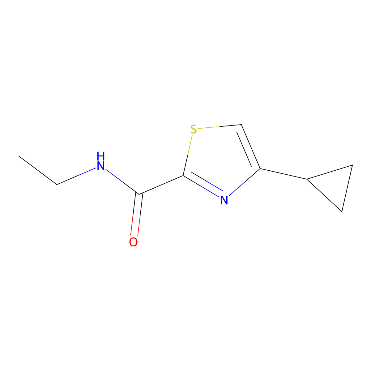 4-cyclopropyl-N-ethyl-1,3-thiazole-2-carboxamide molecular structure, CAS 3054633-17-6