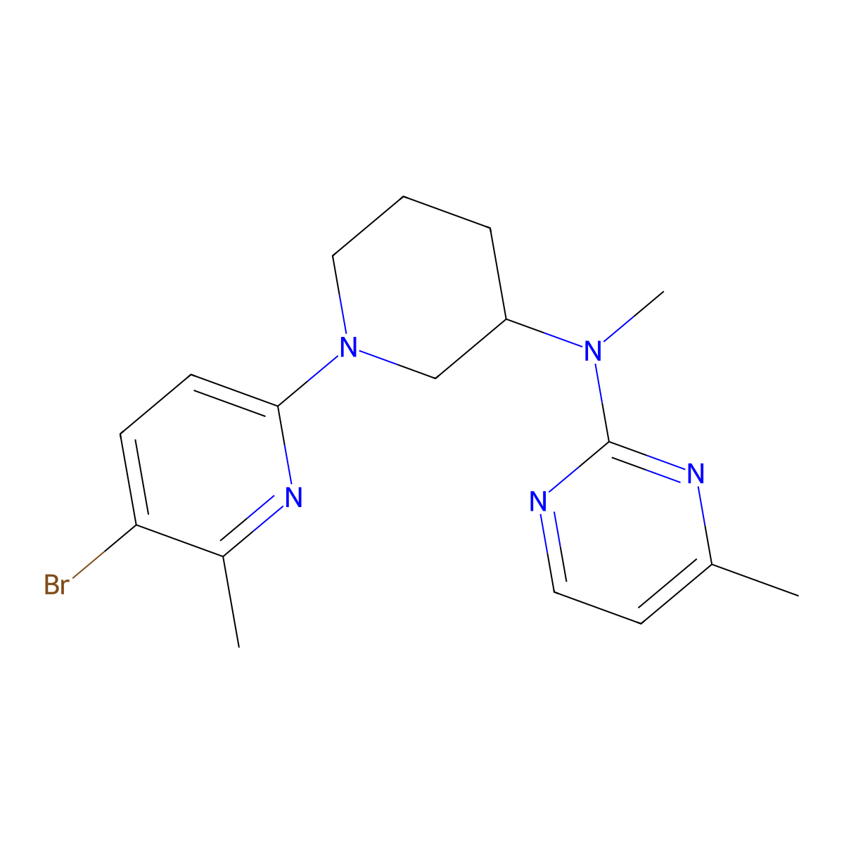 N-[1-(5-bromo-6-methylpyridin-2-yl)piperidin-3-yl]-N,4-dimethylpyrimidin-2-amine molecular structure, CAS 3054633-18-7