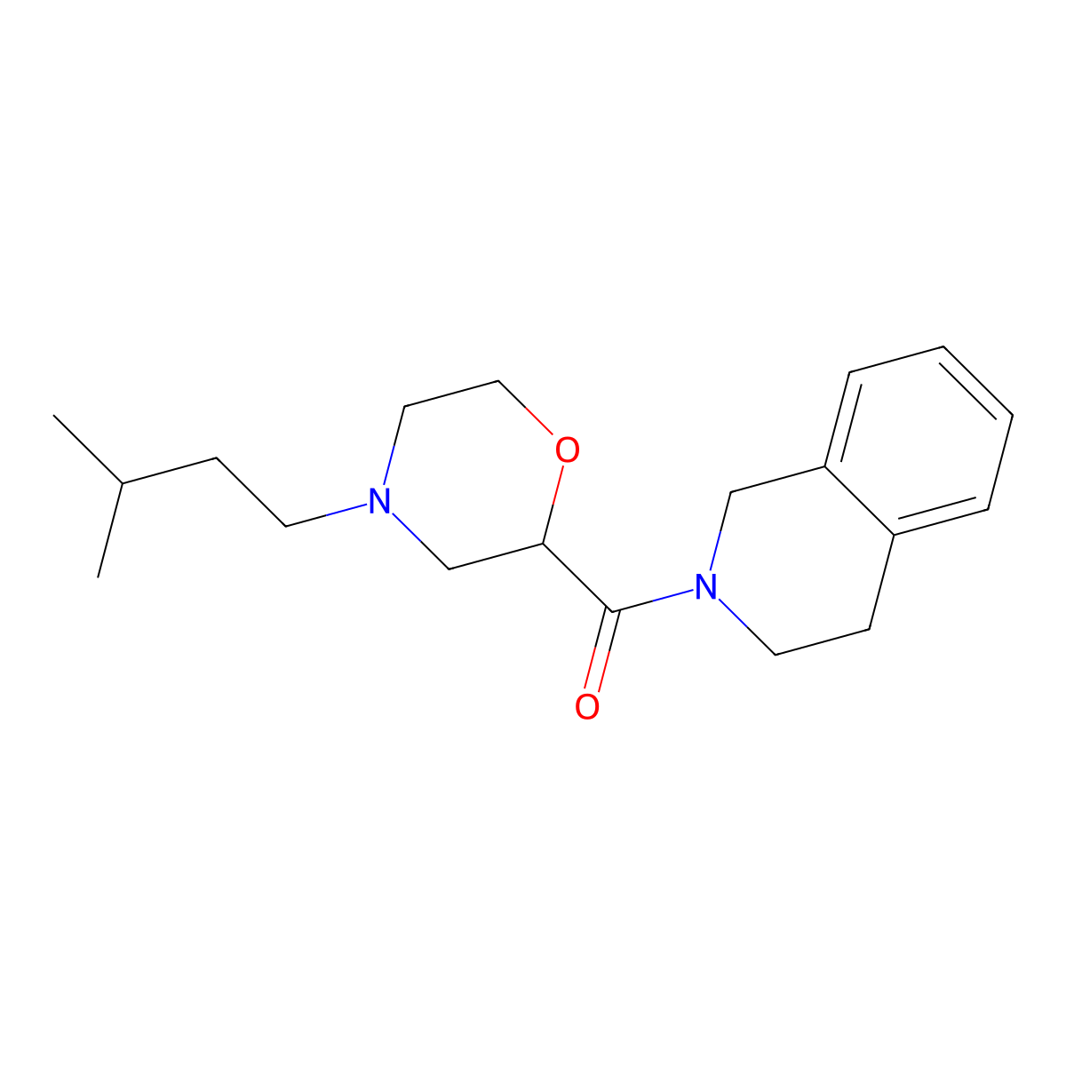 2-[4-(3-Methylbutyl)morpholine-2-carbonyl]-1,2,3,4-tetrahydroisoquinoline molecular structure, CAS 3054633-19-8