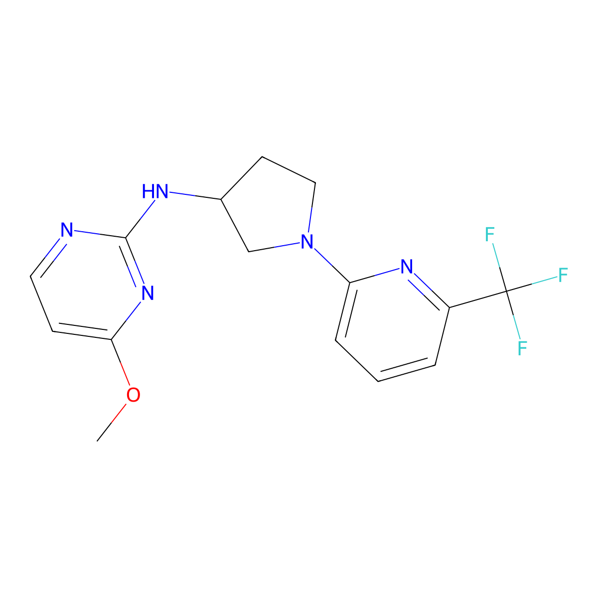 4-methoxy-N-{1-[6-(trifluoromethyl)pyridin-2-yl]pyrrolidin-3-yl}pyrimidin-2-amine molecular structure, CAS 3054633-20-1