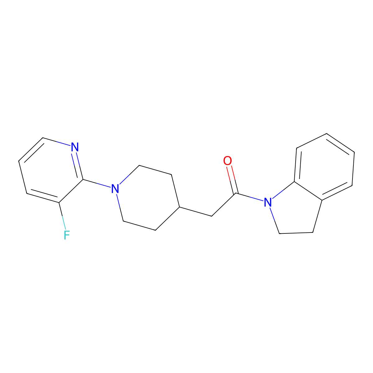 1-(2,3-dihydro-1H-indol-1-yl)-2-[1-(3-fluoropyridin-2-yl)piperidin-4-yl]ethan-1-one molecular structure, CAS 3054633-23-4