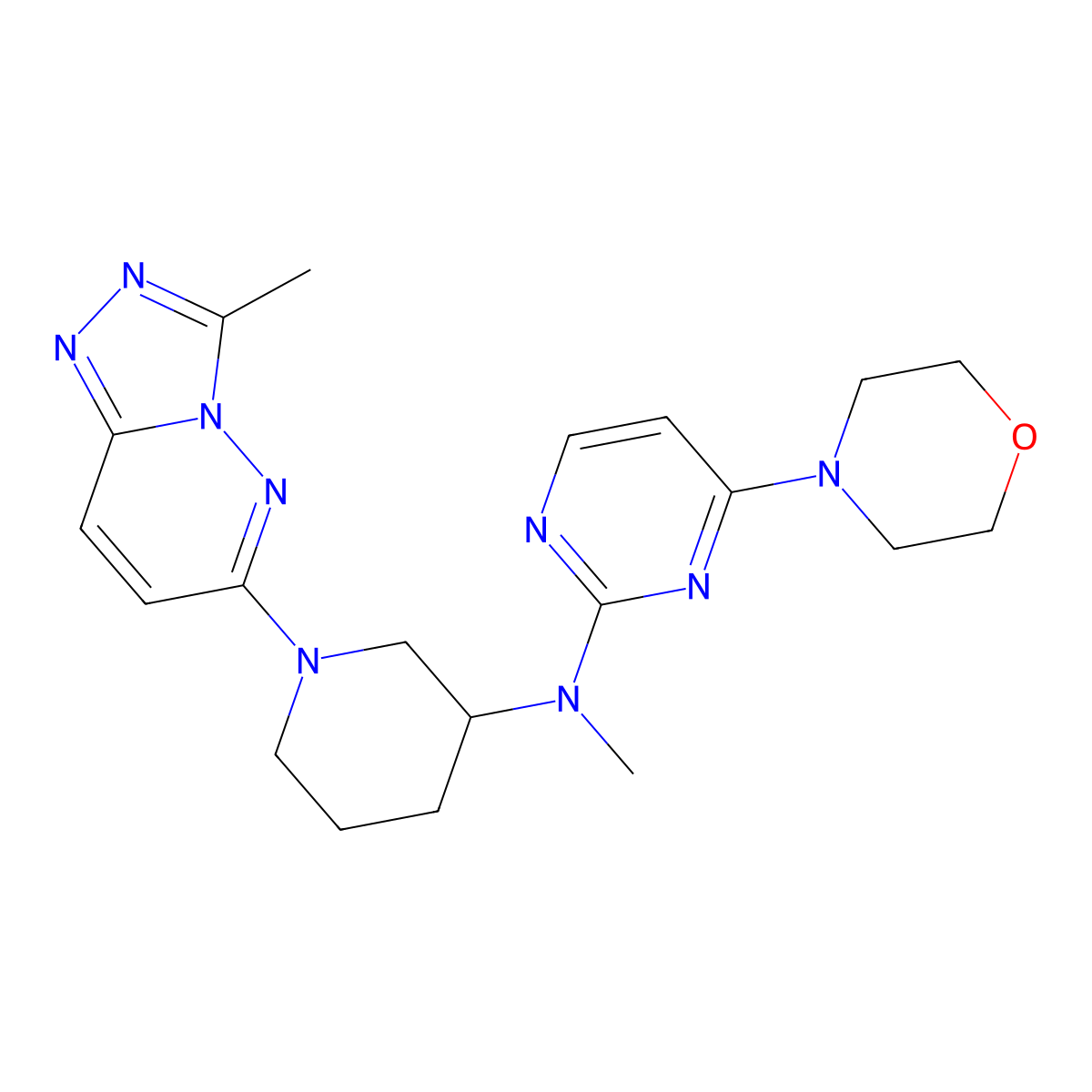 N-methyl-N-(1-{3-methyl-[1,2,4]triazolo[4,3-b]pyridazin-6-yl}piperidin-3-yl)-4-(morpholin-4-yl)pyrimidin-2-amine molecular structure, CAS 3054633-30-3