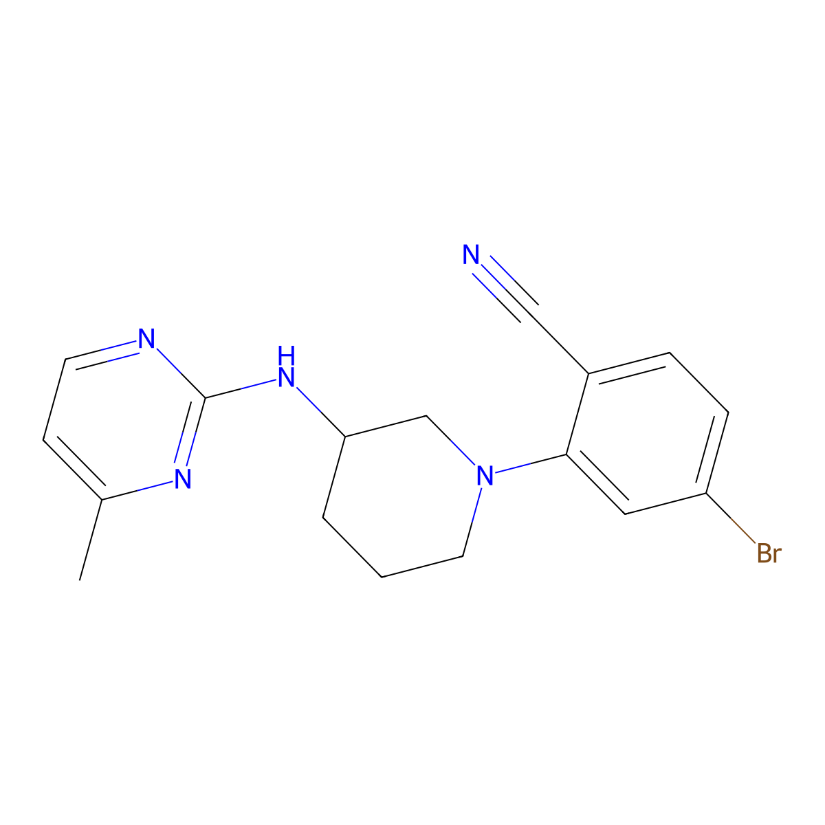4-Bromo-2-{3-[(4-methylpyrimidin-2-yl)amino]piperidin-1-yl}benzonitrile molecular structure, CAS 3054633-33-6