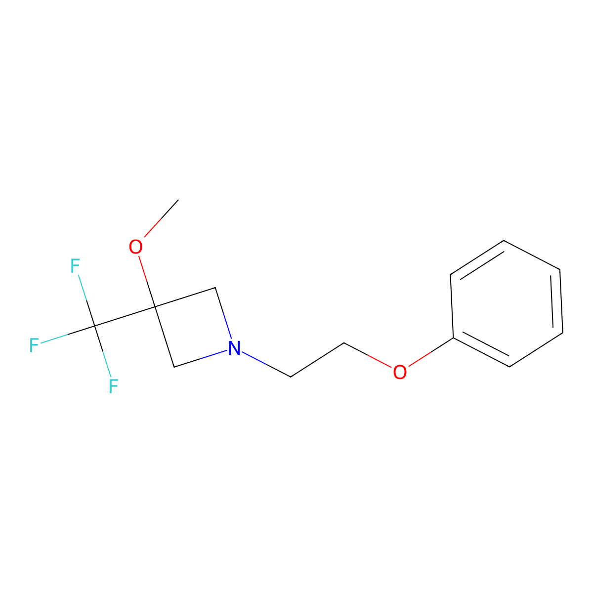 3-Methoxy-1-(2-phenoxyethyl)-3-(trifluoromethyl)azetidine molecular structure, CAS 3054633-35-8