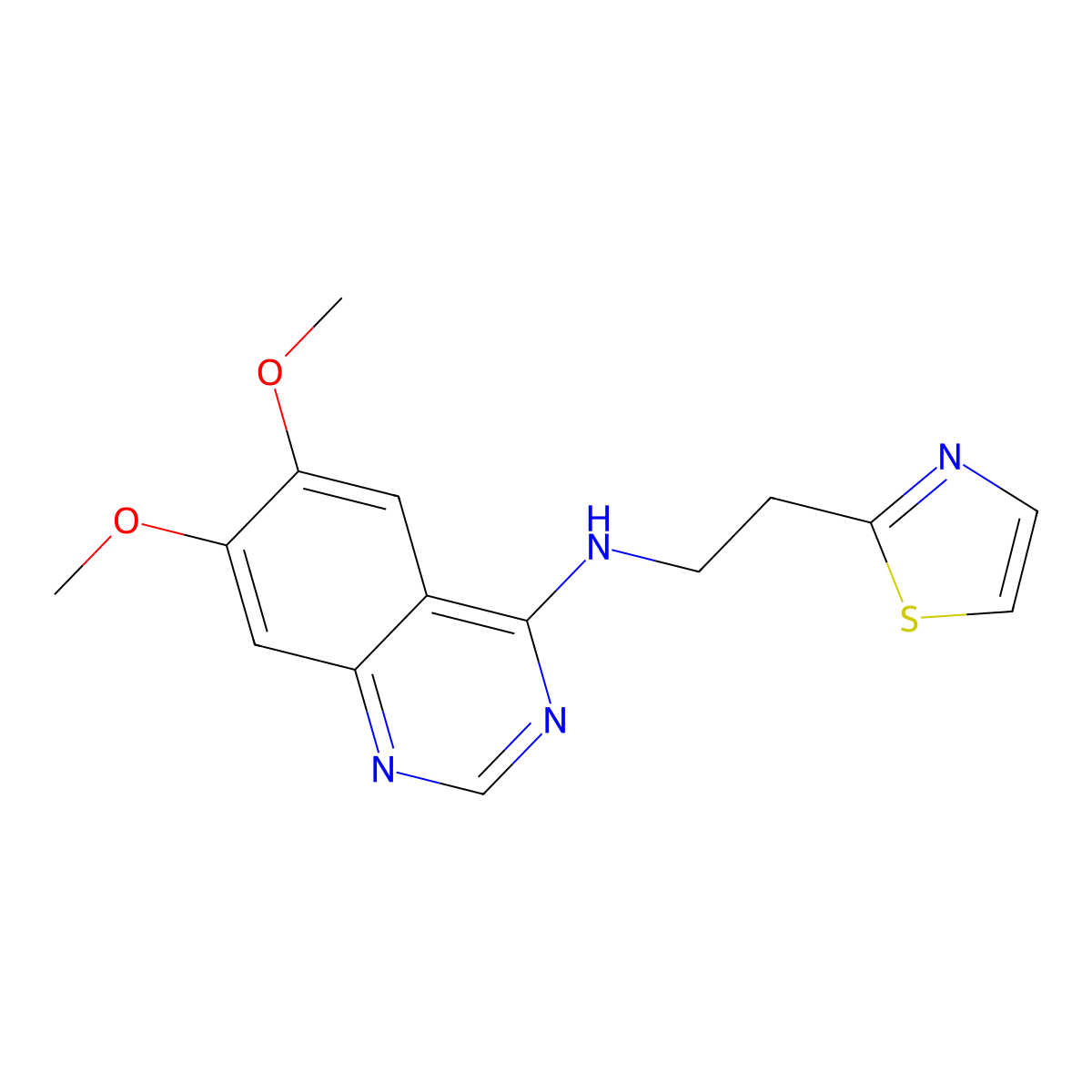 6,7-dimethoxy-N-[2-(1,3-thiazol-2-yl)ethyl]quinazolin-4-amine molecular structure, CAS 3054633-36-9