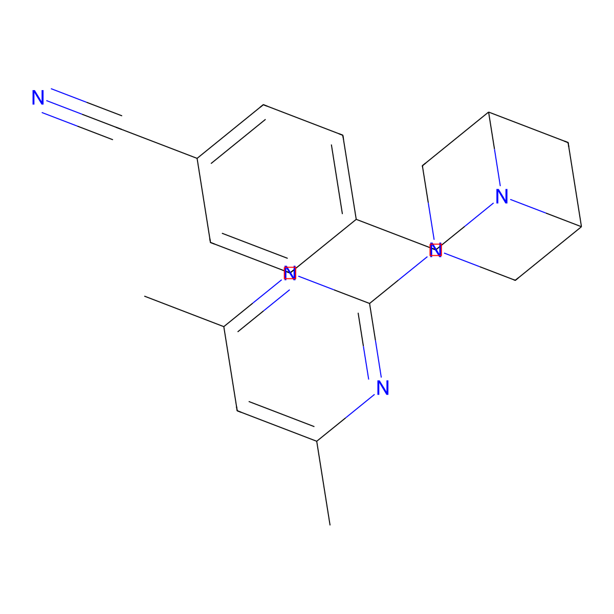 4-[[3-(4,6-Dimethylpyrimidin-2-yl)-3,6-diazabicyclo[3.1.1]heptan-6-yl]methyl]benzonitrile molecular structure, CAS 3054633-38-1