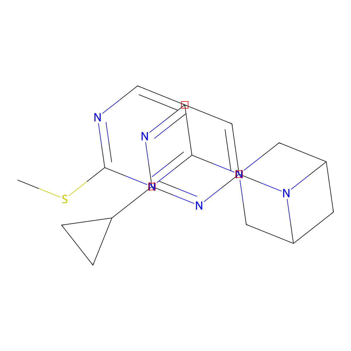 6-(2-Cyclopropylpyrimidin-4-yl)-3-[2-(methylsulfanyl)pyrimidin-4-yl]-3,6-diazabicyclo[3.1.1]heptane molecular structure, CAS 3054633-40-5