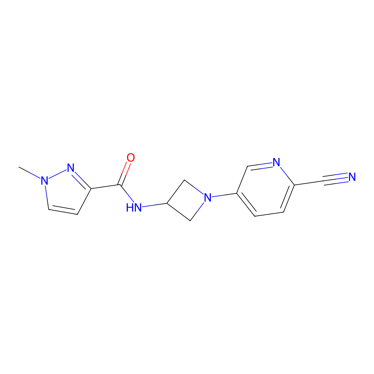 N-[1-(6-cyanopyridin-3-yl)azetidin-3-yl]-1-methyl-1H-pyrazole-3-carboxamide molecular structure, CAS 3054633-44-9