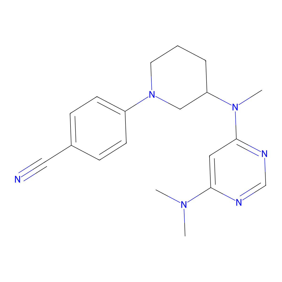 4-(3-{[6-(Dimethylamino)pyrimidin-4-yl](methyl)amino}piperidin-1-yl)benzonitrile molecular structure, CAS 3054633-49-4