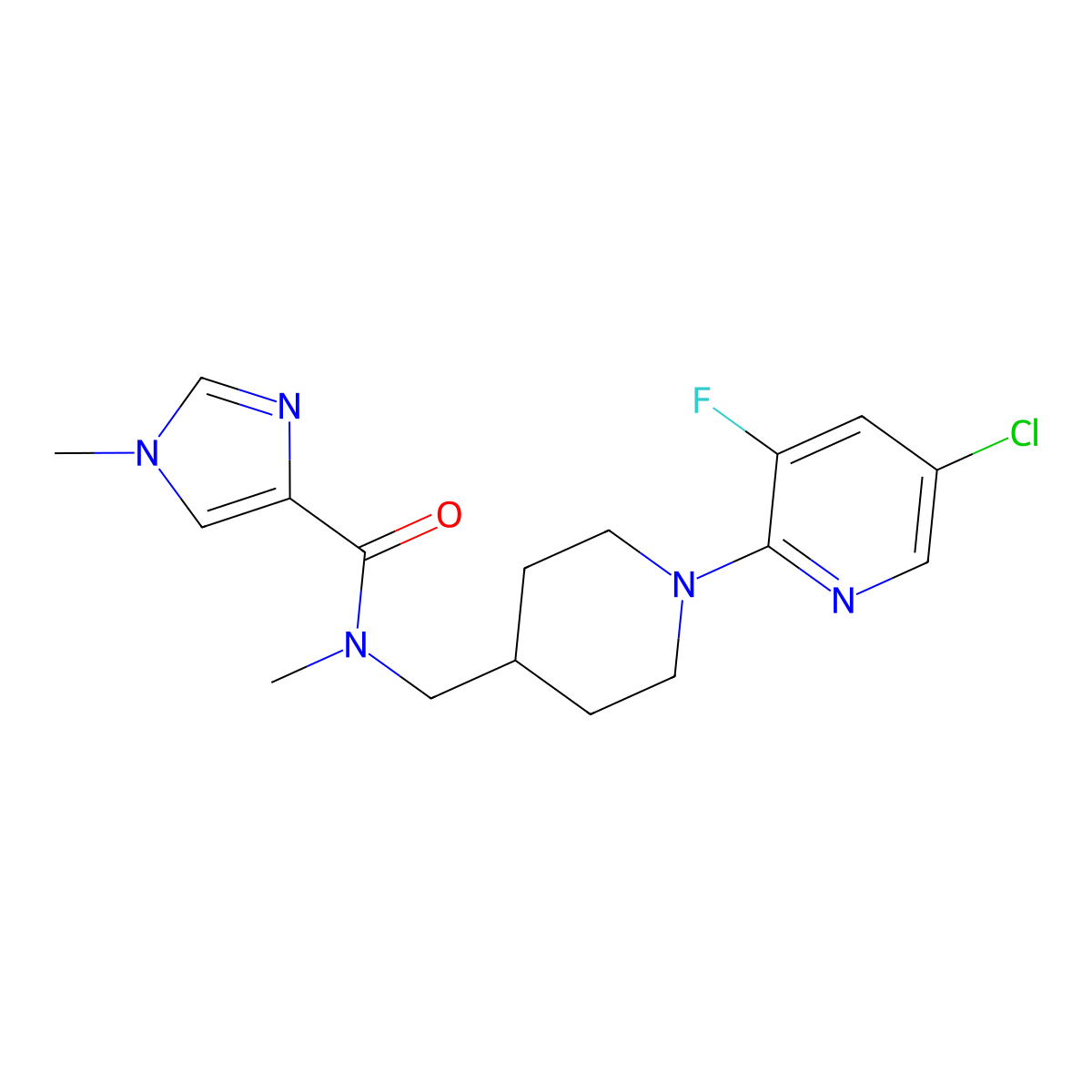 N-{[1-(5-chloro-3-fluoropyridin-2-yl)piperidin-4-yl]methyl}-N,1-dimethyl-1H-imidazole-4-carboxamide molecular structure, CAS 3054633-59-6