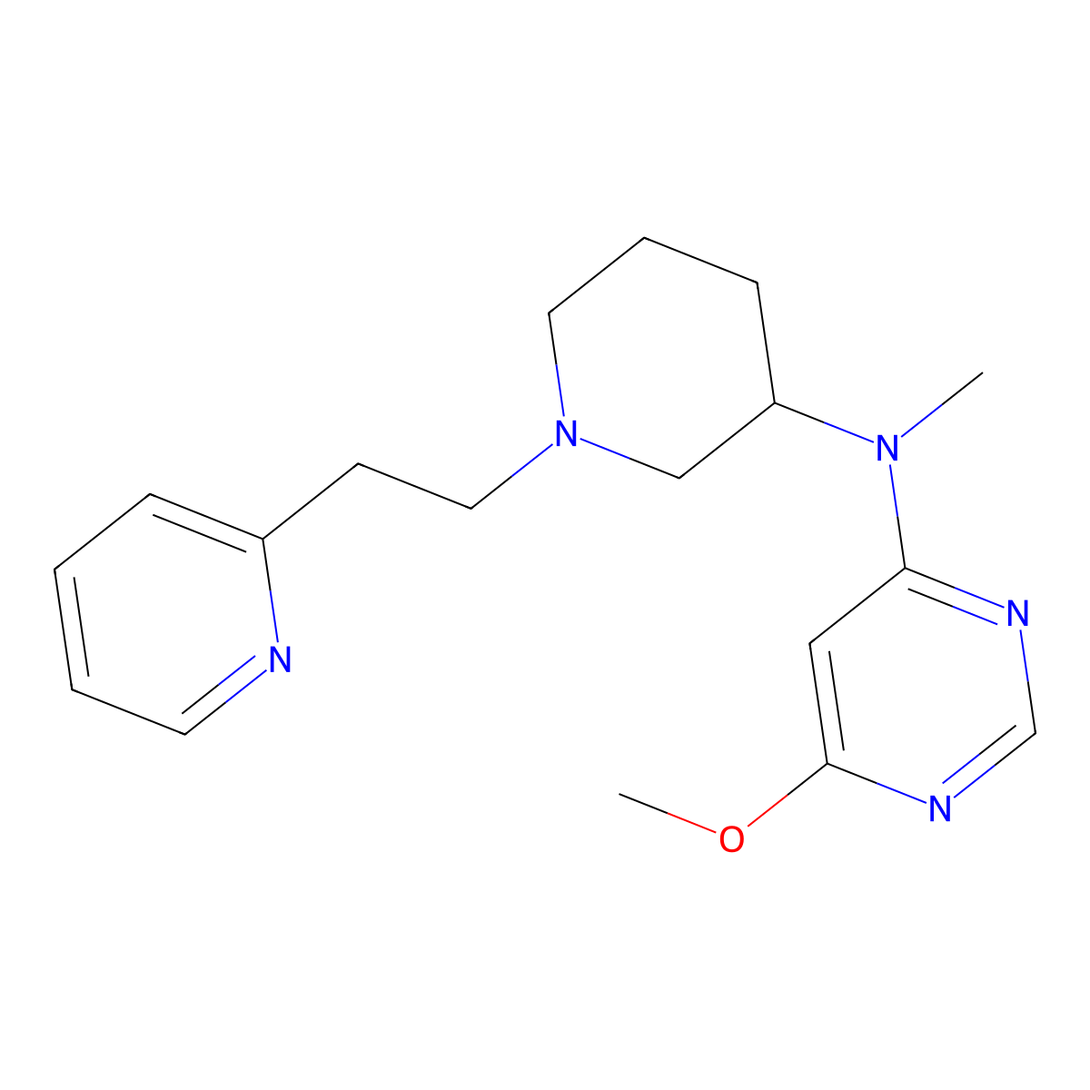6-methoxy-N-methyl-N-{1-[2-(pyridin-2-yl)ethyl]piperidin-3-yl}pyrimidin-4-amine molecular structure, CAS 3054633-67-6