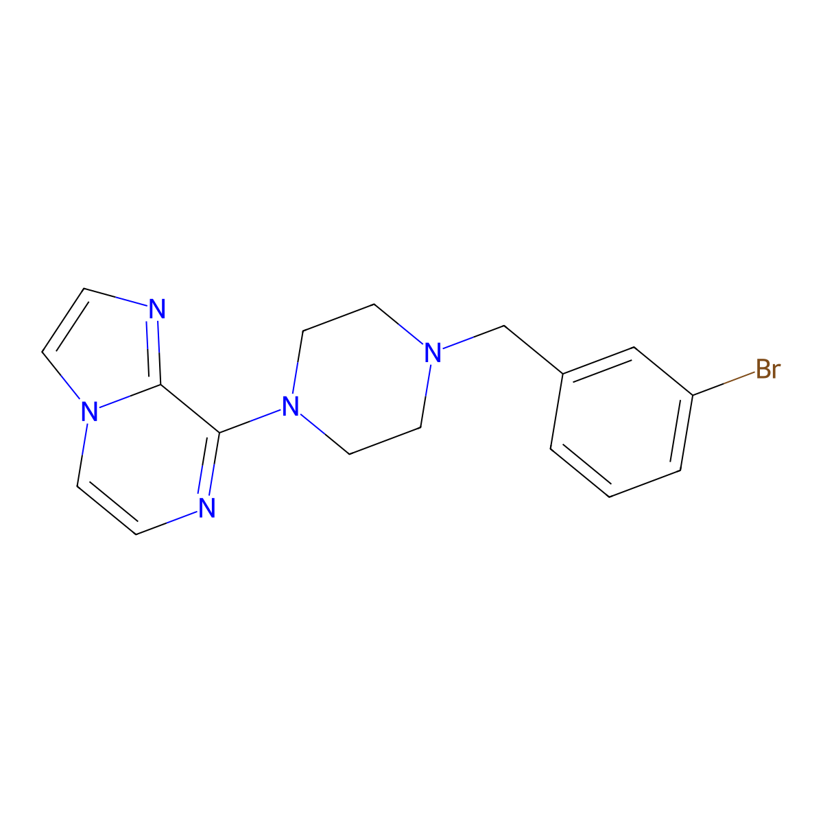 1-[(3-Bromophenyl)methyl]-4-{imidazo[1,2-a]pyrazin-8-yl}piperazine molecular structure, CAS 3054633-69-8