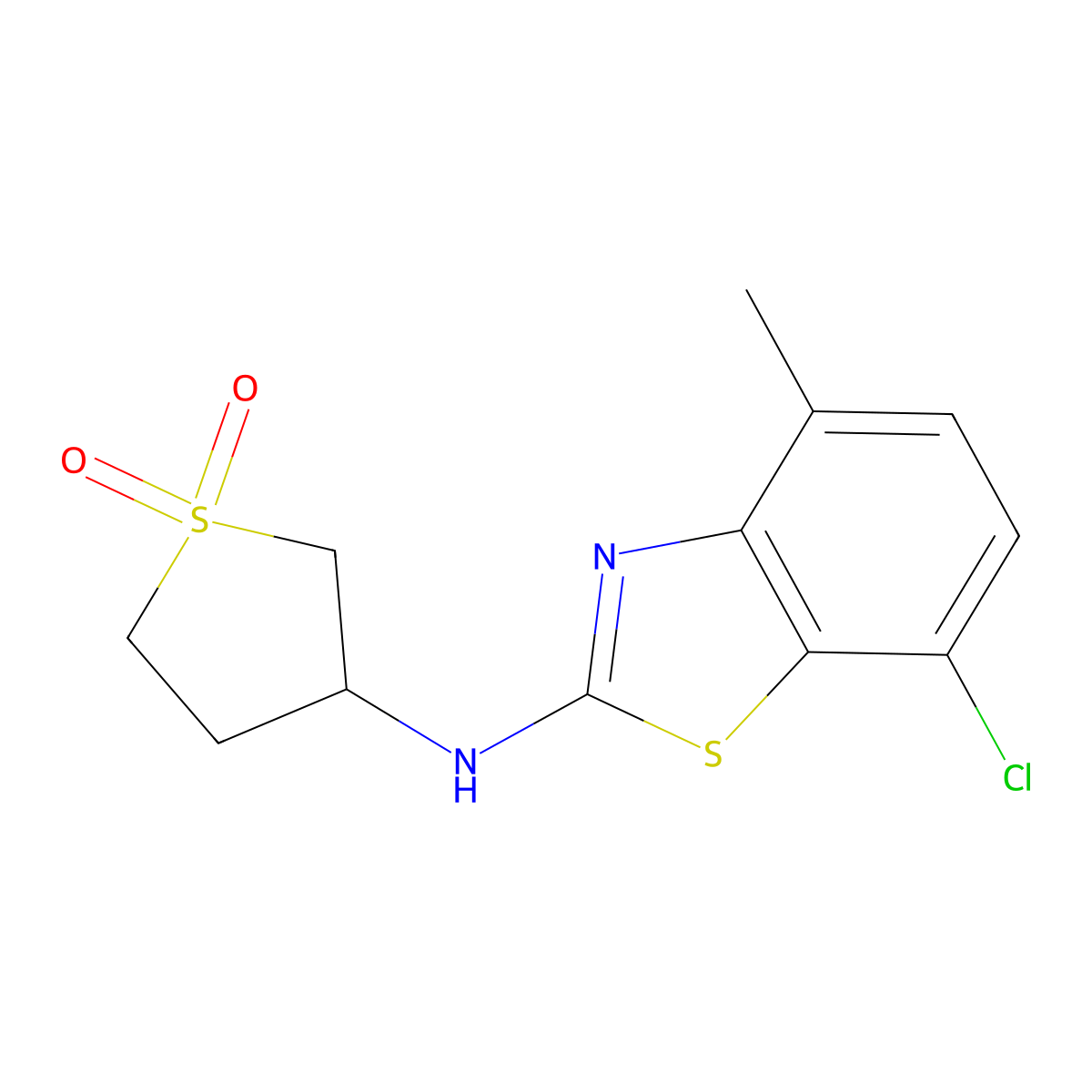 3-[(7-Chloro-4-methyl-1,3-benzothiazol-2-yl)amino]-1lambda-thiolane-1,1-dione molecular structure, CAS 3054633-72-3