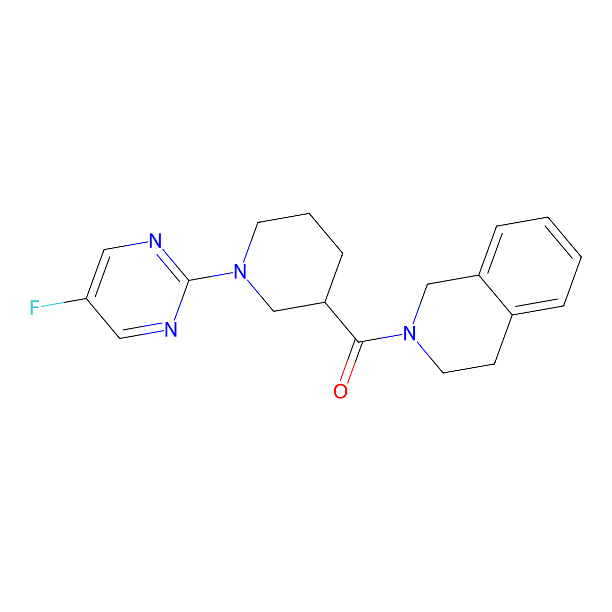2-[1-(5-Fluoropyrimidin-2-yl)piperidine-3-carbonyl]-1,2,3,4-tetrahydroisoquinoline molecular structure, CAS 3054633-76-7