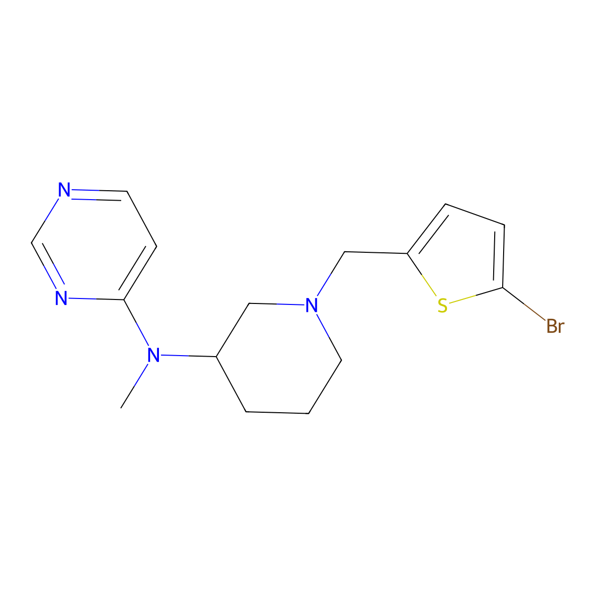 N-{1-[(5-bromothiophen-2-yl)methyl]piperidin-3-yl}-N-methylpyrimidin-4-amine molecular structure, CAS 3054633-78-9