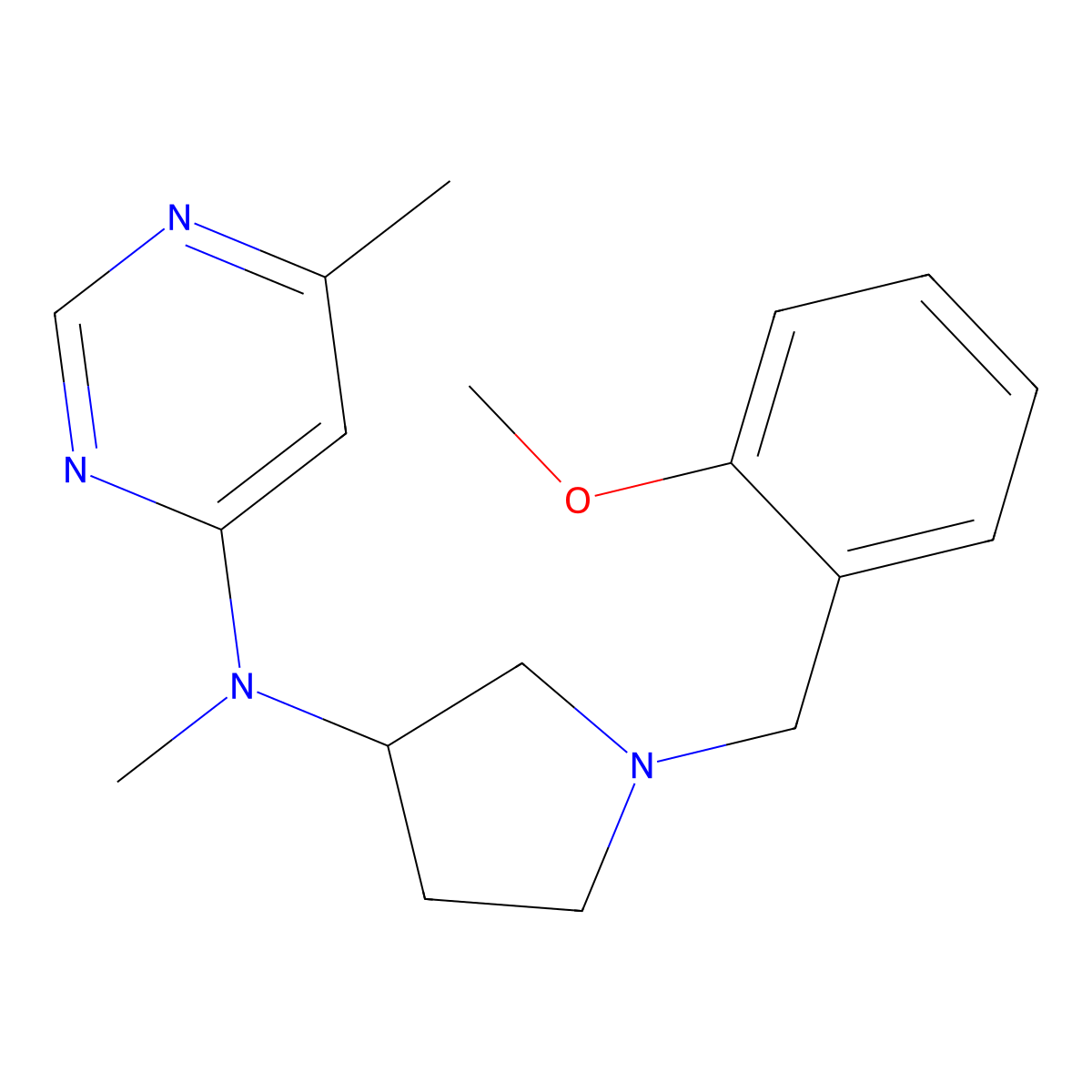 N-{1-[(2-methoxyphenyl)methyl]pyrrolidin-3-yl}-N,6-dimethylpyrimidin-4-amine molecular structure, CAS 3054633-82-5