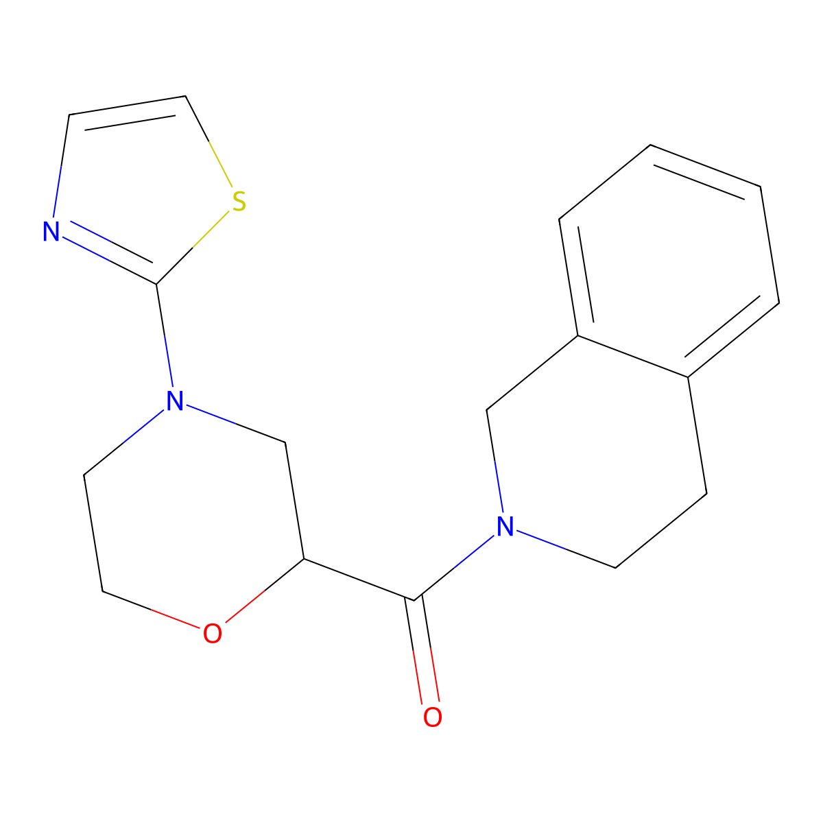 2-[4-(1,3-Thiazol-2-yl)morpholine-2-carbonyl]-1,2,3,4-tetrahydroisoquinoline molecular structure, CAS 3054633-84-7
