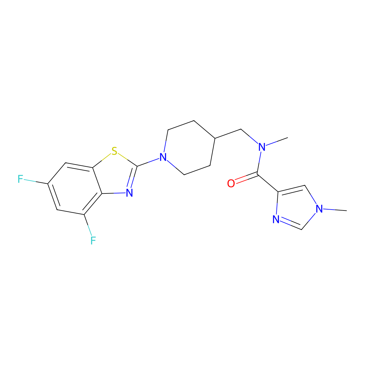 N-{[1-(4,6-difluoro-1,3-benzothiazol-2-yl)piperidin-4-yl]methyl}-N,1-dimethyl-1H-imidazole-4-carboxamide molecular structure, CAS 3054633-85-8