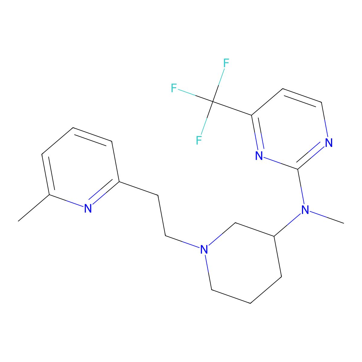 N-methyl-N-{1-[2-(6-methylpyridin-2-yl)ethyl]piperidin-3-yl}-4-(trifluoromethyl)pyrimidin-2-amine molecular structure, CAS 3054633-96-1