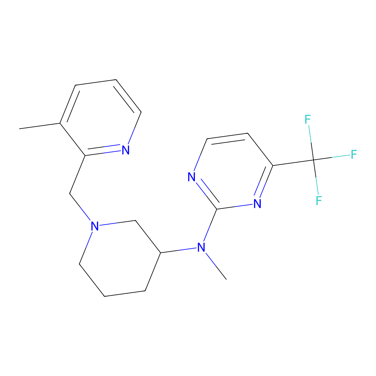 N-methyl-N-{1-[(3-methylpyridin-2-yl)methyl]piperidin-3-yl}-4-(trifluoromethyl)pyrimidin-2-amine molecular structure, CAS 3054633-97-2