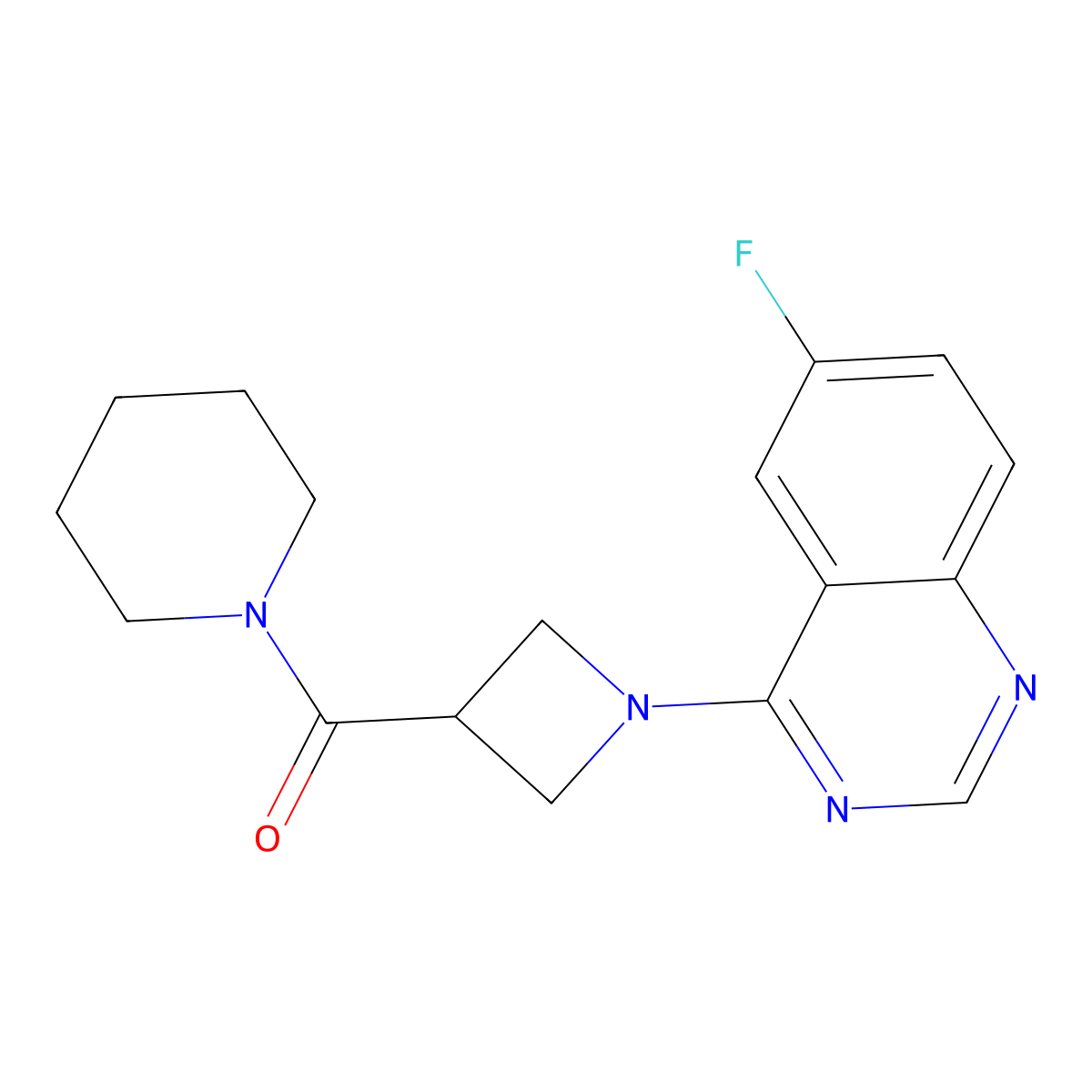 6-Fluoro-4-[3-(piperidine-1-carbonyl)azetidin-1-yl]quinazoline molecular structure, CAS 3054634-03-3