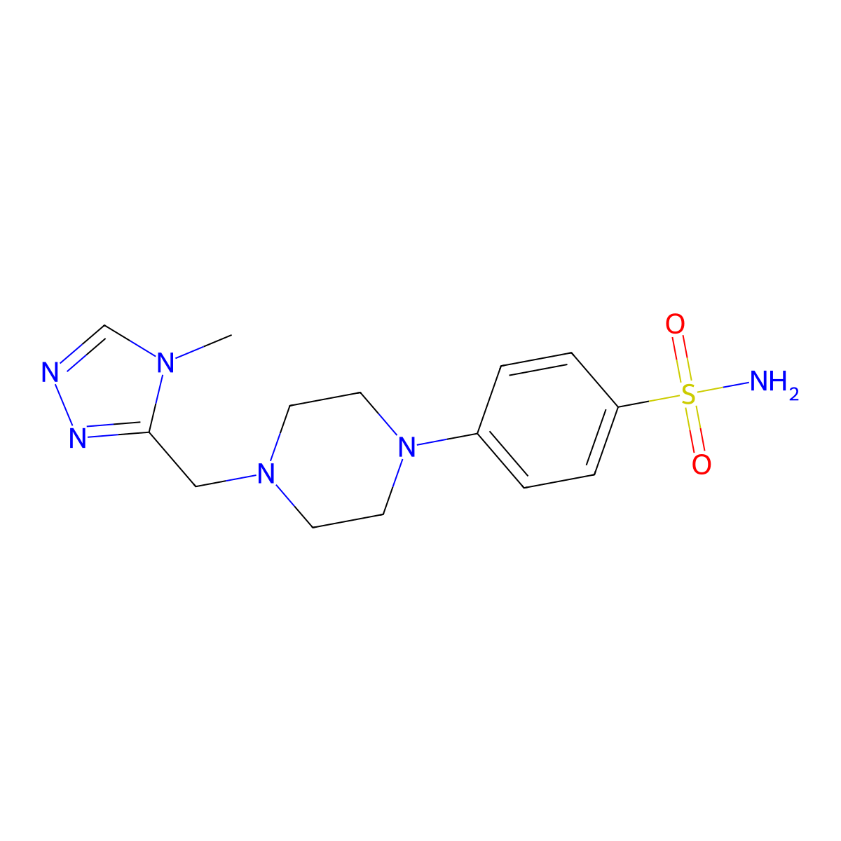 4-{4-[(4-methyl-4H-1,2,4-triazol-3-yl)methyl]piperazin-1-yl}benzene-1-sulfonamide molecular structure, CAS 3054634-05-5