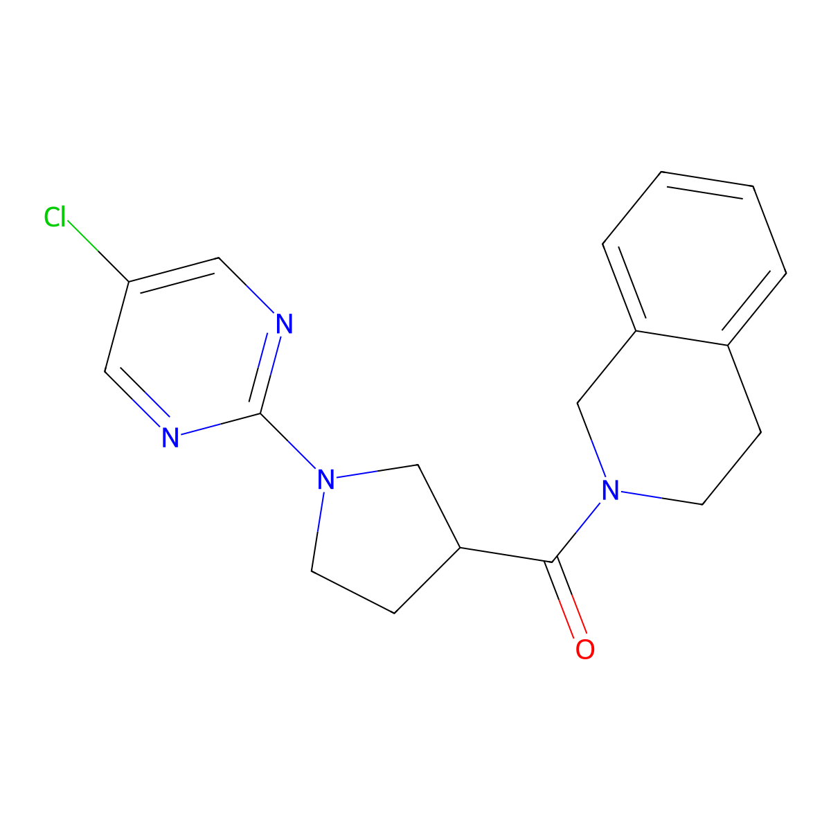 2-[1-(5-Chloropyrimidin-2-yl)pyrrolidine-3-carbonyl]-1,2,3,4-tetrahydroisoquinoline molecular structure, CAS 3054634-14-6