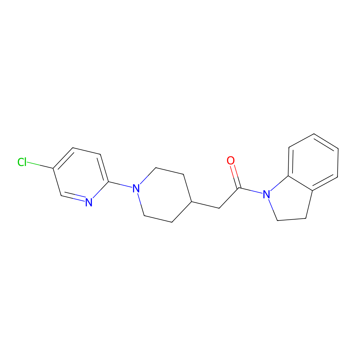 2-[1-(5-chloropyridin-2-yl)piperidin-4-yl]-1-(2,3-dihydro-1H-indol-1-yl)ethan-1-one molecular structure, CAS 3054634-15-7