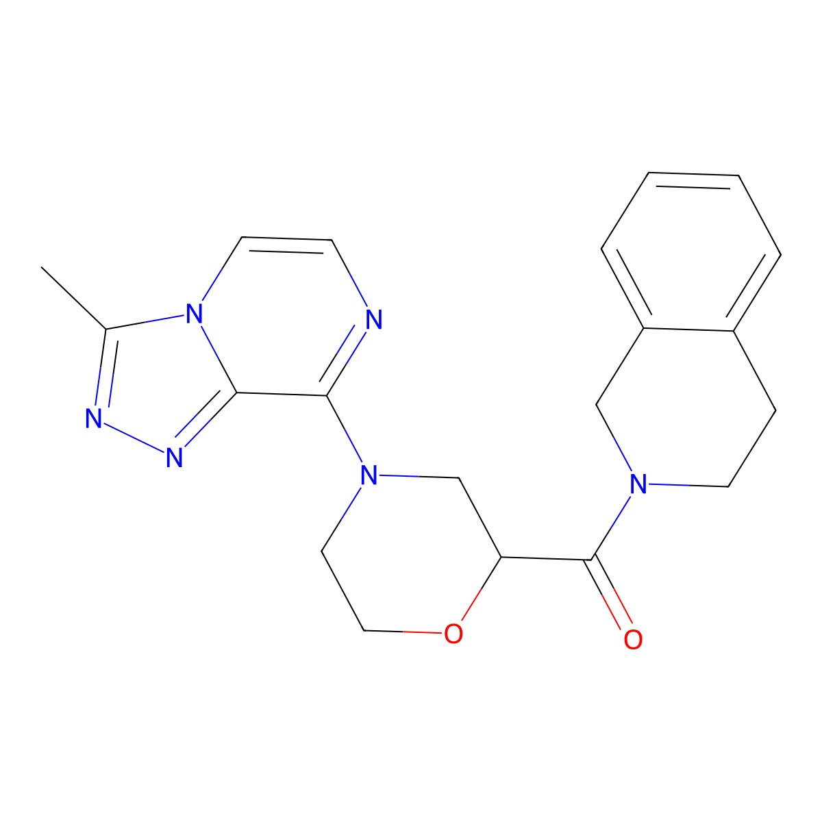 2-(4-{3-Methyl-[1,2,4]triazolo[4,3-a]pyrazin-8-yl}morpholine-2-carbonyl)-1,2,3,4-tetrahydroisoquinoline molecular structure, CAS 3054634-19-1