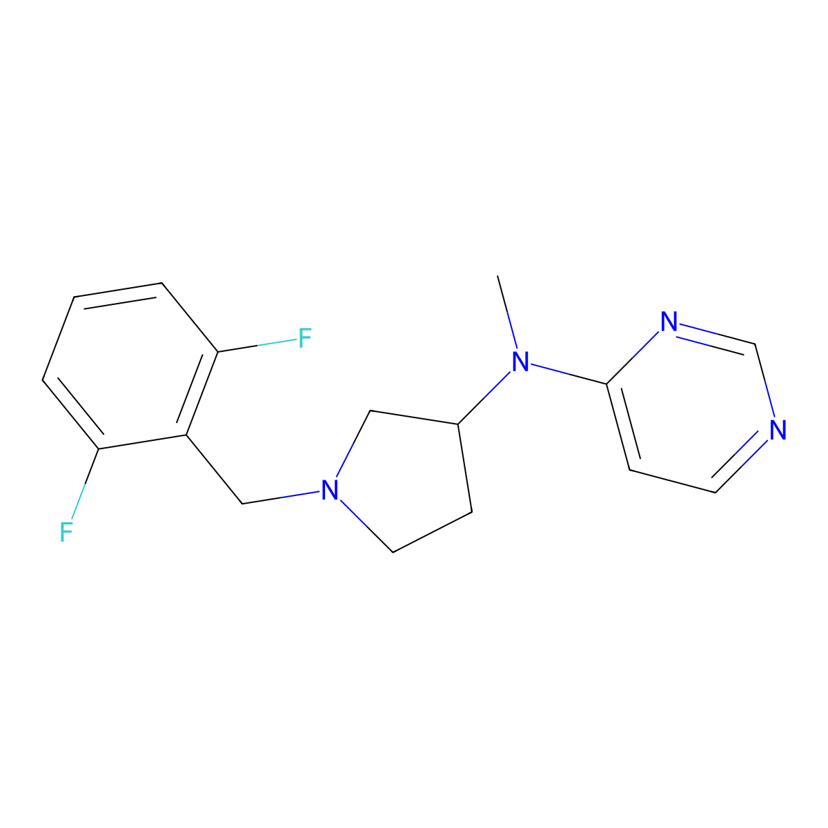 N-{1-[(2,6-difluorophenyl)methyl]pyrrolidin-3-yl}-N-methylpyrimidin-4-amine molecular structure, CAS 3054634-33-9