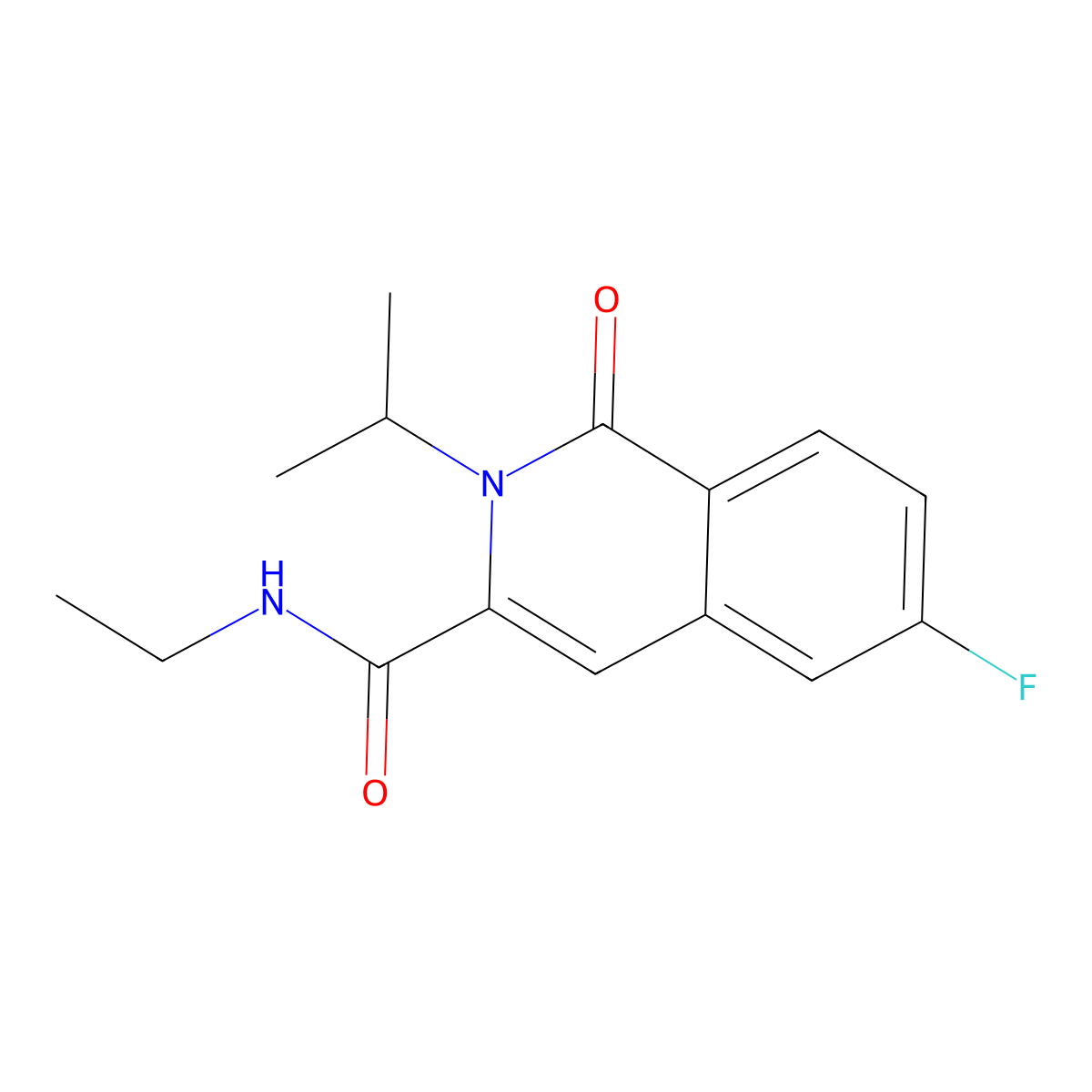 N-ethyl-6-fluoro-1-oxo-2-(propan-2-yl)-1,2-dihydroisoquinoline-3-carboxamide molecular structure, CAS 3054634-38-4