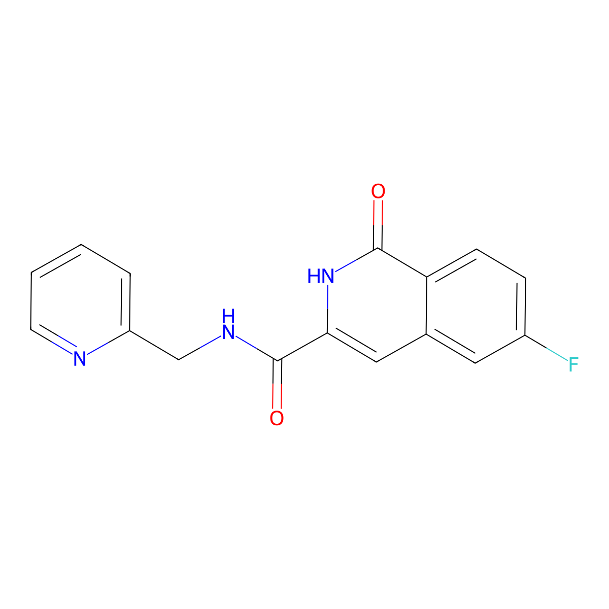 6-fluoro-1-oxo-N-[(pyridin-2-yl)methyl]-1,2-dihydroisoquinoline-3-carboxamide molecular structure, CAS 3054634-41-9