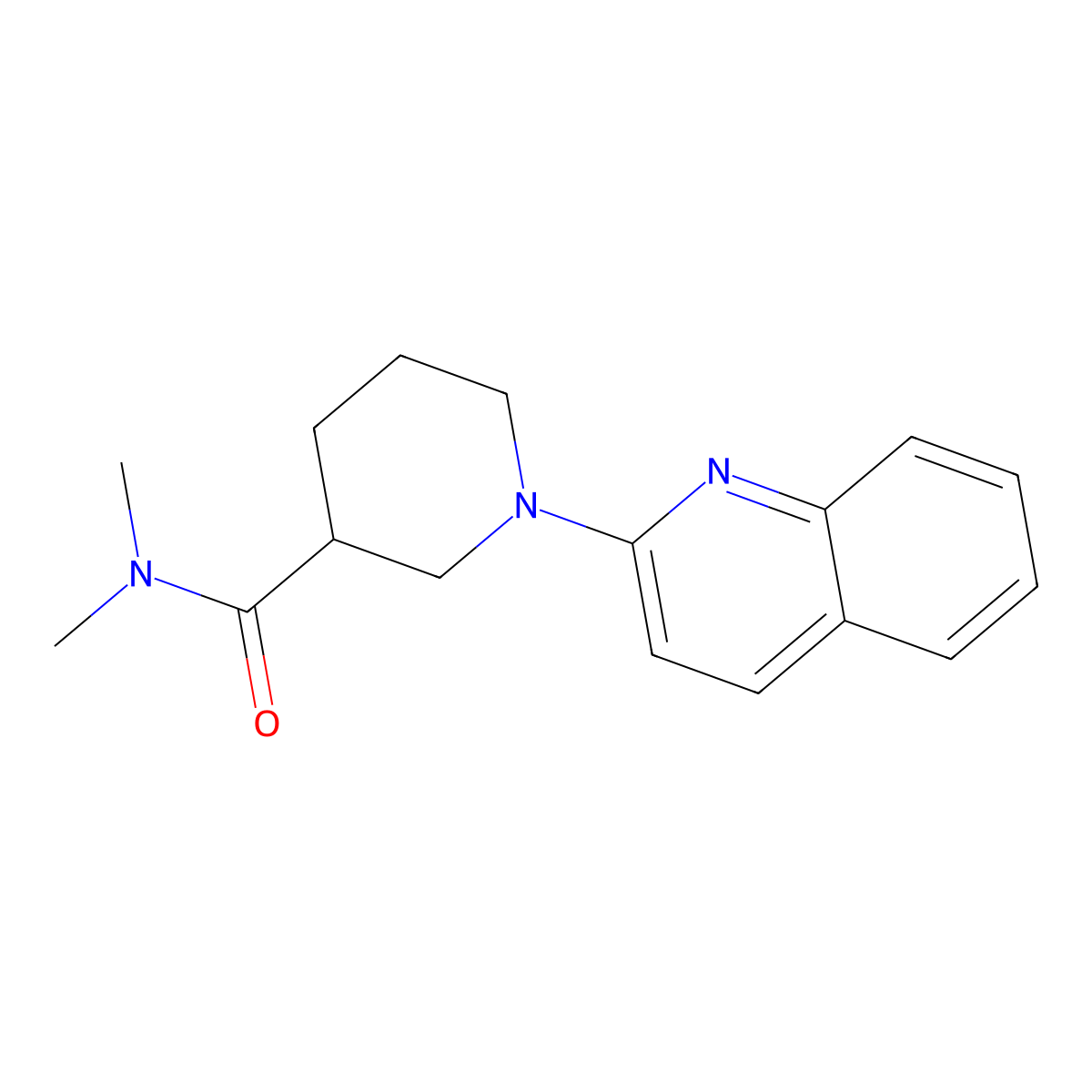N,N-dimethyl-1-(quinolin-2-yl)piperidine-3-carboxamide molecular structure, CAS 3054634-45-3