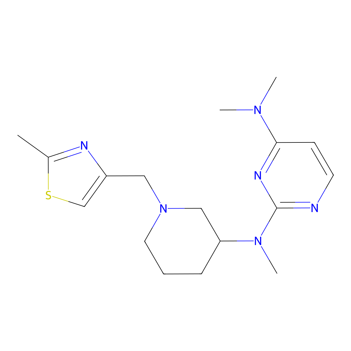N2,N4,N4-trimethyl-N2-{1-[(2-methyl-1,3-thiazol-4-yl)methyl]piperidin-3-yl}pyrimidine-2,4-diamine molecular structure, CAS 3054634-48-6