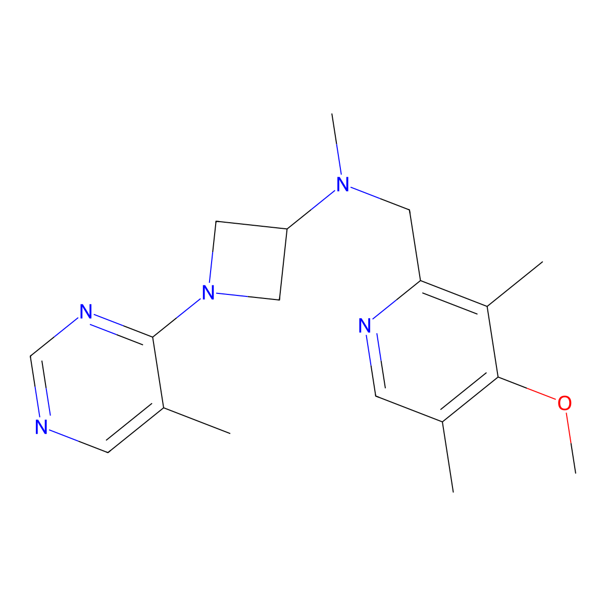 N-[(4-methoxy-3,5-dimethylpyridin-2-yl)methyl]-N-methyl-1-(5-methylpyrimidin-4-yl)azetidin-3-amine molecular structure, CAS 3054634-57-7