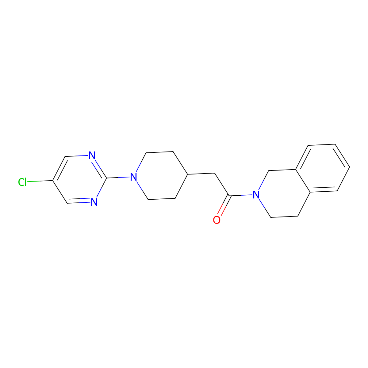 2-[1-(5-Chloropyrimidin-2-yl)piperidin-4-yl]-1-(1,2,3,4-tetrahydroisoquinolin-2-yl)ethan-1-one molecular structure, CAS 3054634-58-8