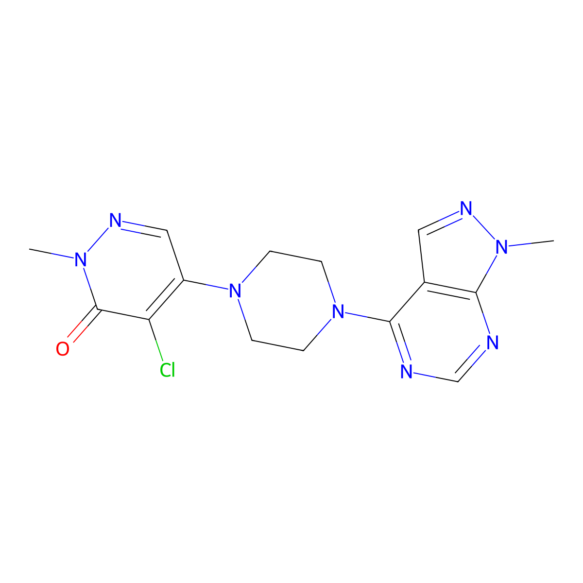 4-Chloro-2-methyl-5-[4-(1-methylpyrazolo[5,4-d]pyrimidin-4-yl)piperazin-1-yl]pyridazin-3-one molecular structure, CAS 3054634-73-7