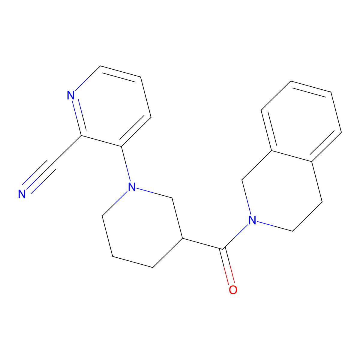3-[3-(1,2,3,4-Tetrahydroisoquinoline-2-carbonyl)piperidin-1-yl]pyridine-2-carbonitrile molecular structure, CAS 3054634-76-0