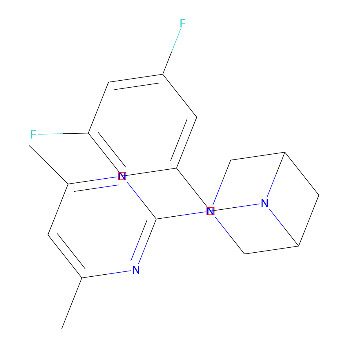 6-[(3,5-Difluorophenyl)methyl]-3-(4,6-dimethylpyrimidin-2-yl)-3,6-diazabicyclo[3.1.1]heptane molecular structure, CAS 3054634-82-8