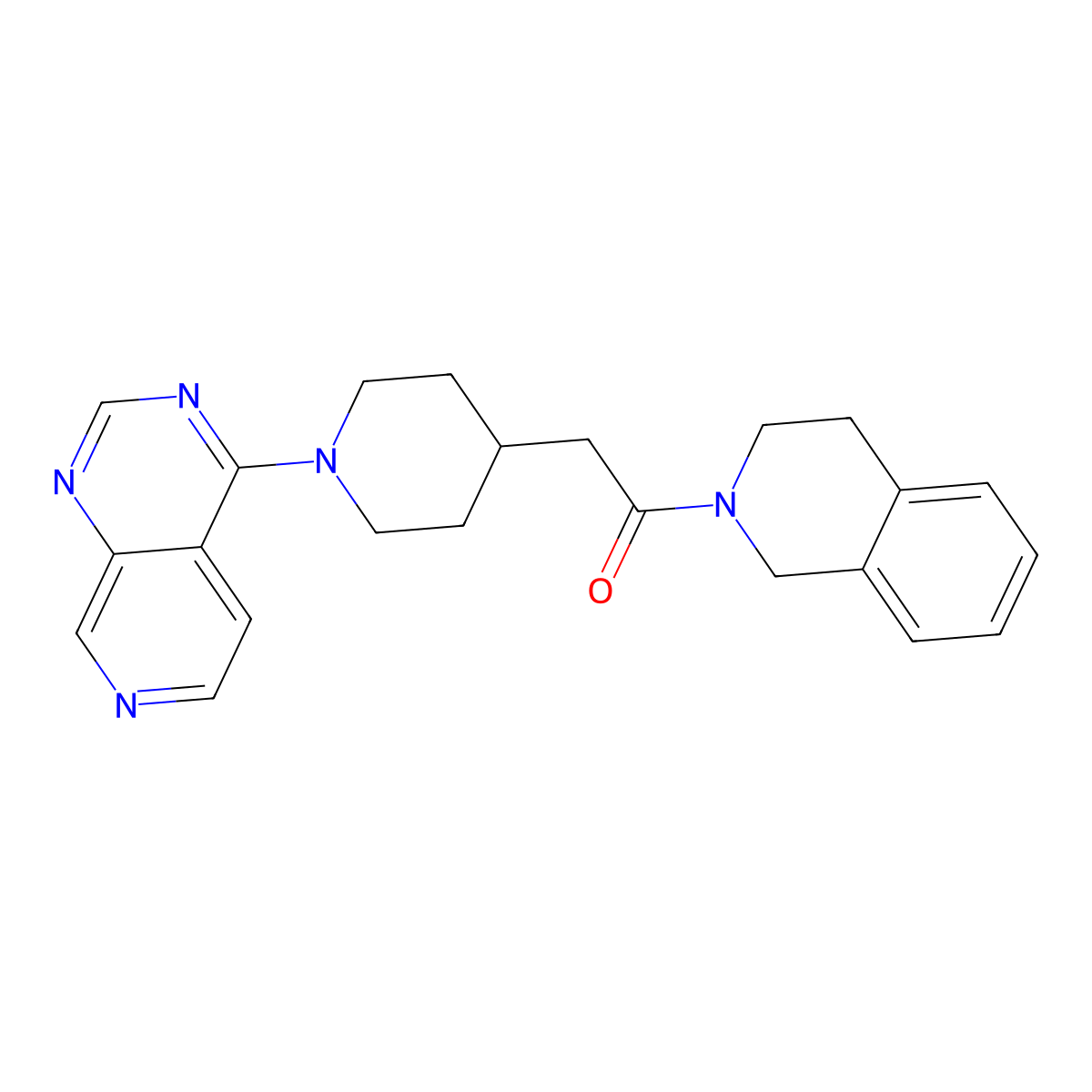 2-(1-{Pyrido[3,4-d]pyrimidin-4-yl}piperidin-4-yl)-1-(1,2,3,4-tetrahydroisoquinolin-2-yl)ethan-1-one molecular structure, CAS 3054634-84-0