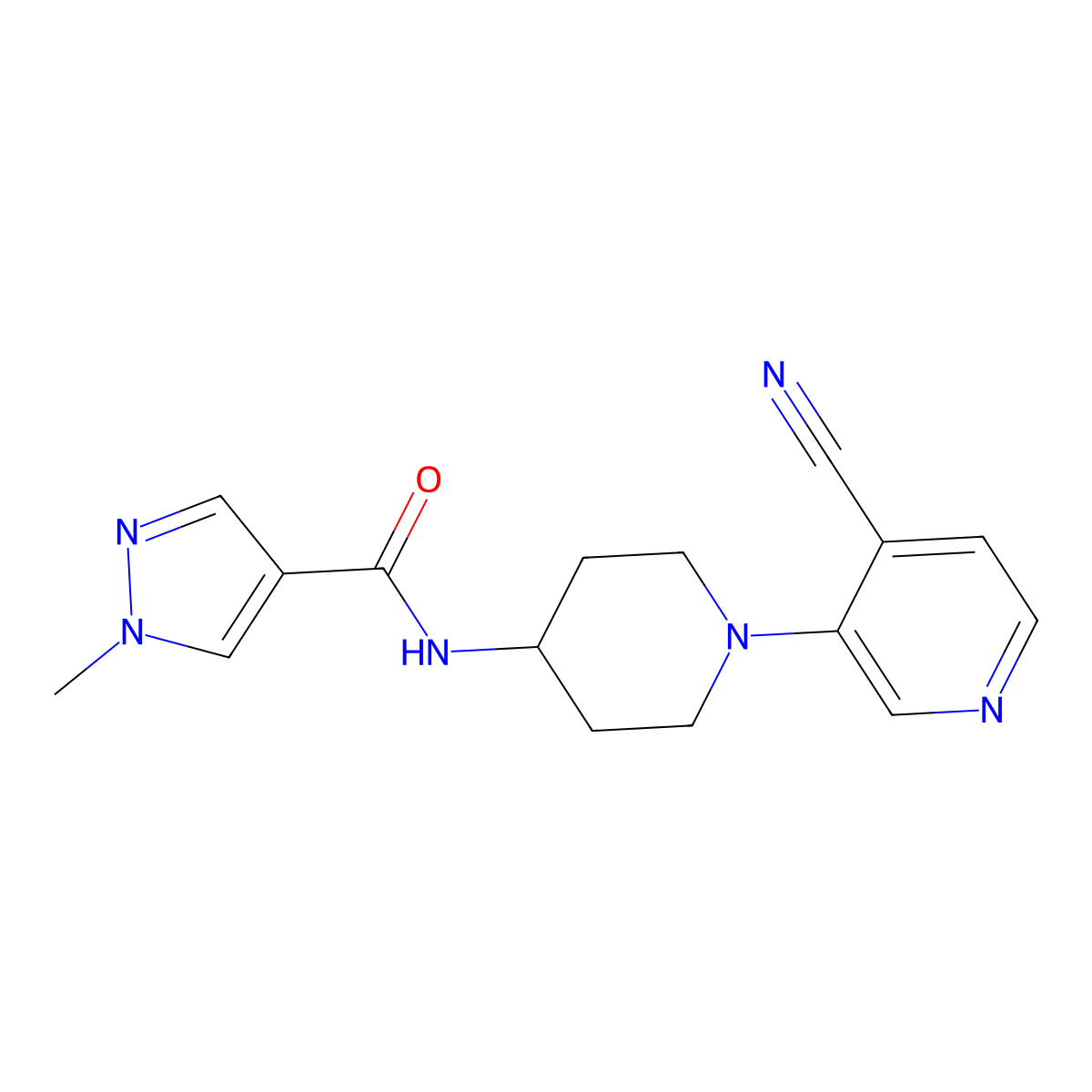 N-[1-(4-cyanopyridin-3-yl)piperidin-4-yl]-1-methyl-1H-pyrazole-4-carboxamide molecular structure, CAS 3054634-88-4