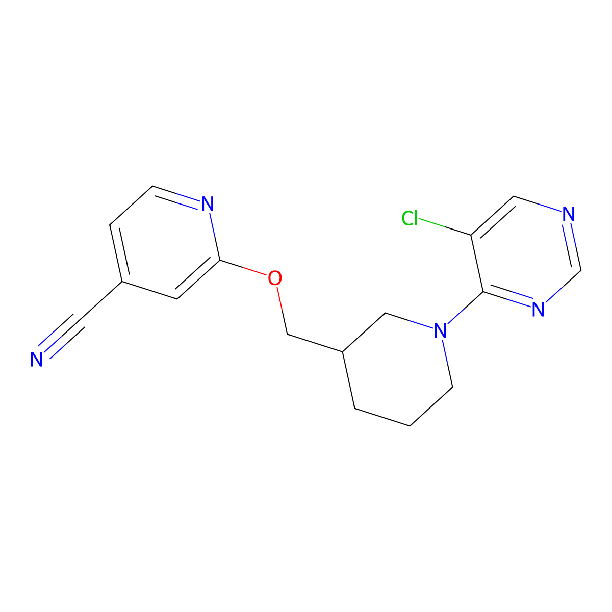 2-{[1-(5-Chloropyrimidin-4-yl)piperidin-3-yl]methoxy}pyridine-4-carbonitrile molecular structure, CAS 3054634-95-3