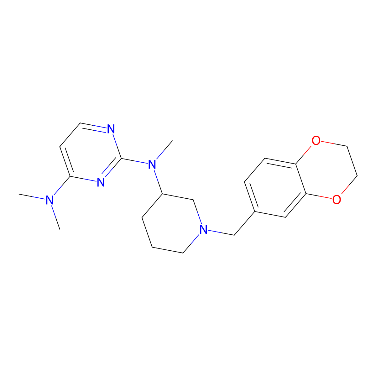 N2-{1-[(2,3-dihydro-1,4-benzodioxin-6-yl)methyl]piperidin-3-yl}-N2,N4,N4-trimethylpyrimidine-2,4-diamine molecular structure, CAS 3054635-00-3