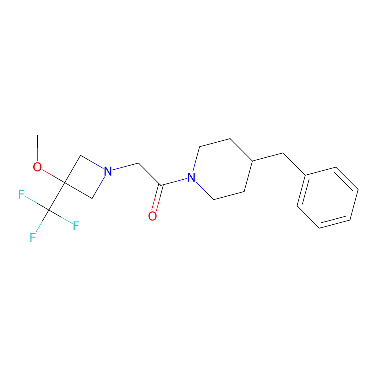 1-(4-Benzylpiperidin-1-yl)-2-[3-methoxy-3-(trifluoromethyl)azetidin-1-yl]ethan-1-one molecular structure, CAS 3054635-04-7