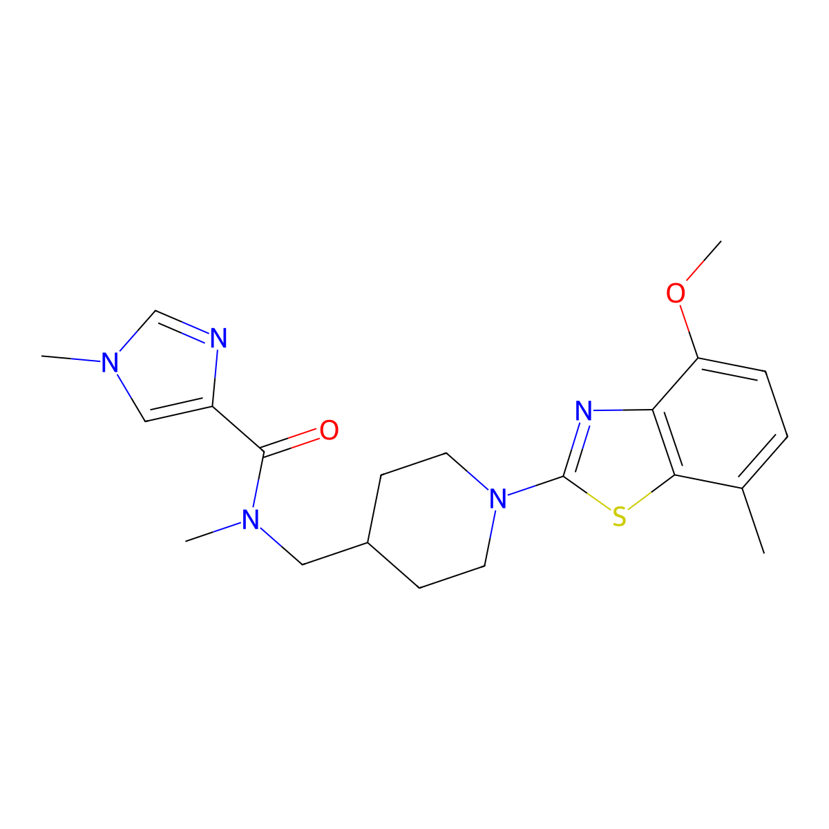 N-{[1-(4-methoxy-7-methyl-1,3-benzothiazol-2-yl)piperidin-4-yl]methyl}-N,1-dimethyl-1H-imidazole-4-carboxamide molecular structure, CAS 3054635-05-8